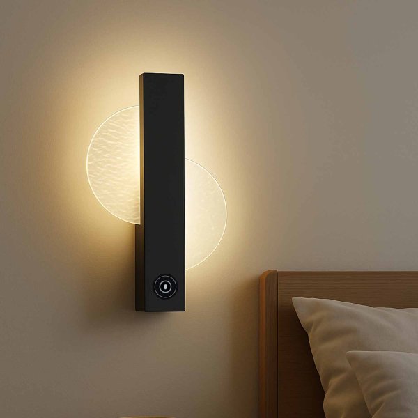 Applique LED tactile Yanuk noire 25 cm, commande tactile finition noire